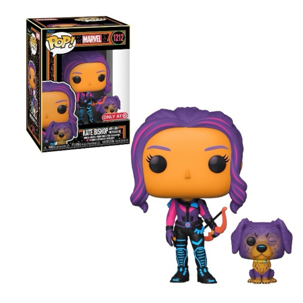 Funko Pop! Kate Bishop w/Lucky the Pizza Dog #1212 (Black Light) Exclusive 🆕